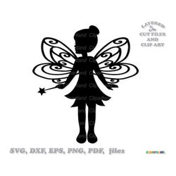 INSTANT Download. Pretty garden fairy silhouette svg cut file and clip art. Personal and commercial use. F_9.