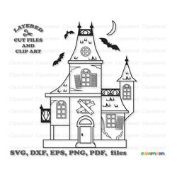 INSTANT Download. Halloween haunted house svg cut file and clip art. Commercial license is included ! Hh_13.