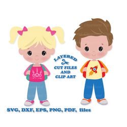 INSTANT Download. Back to school. Cute school children svg cut file and clip art. Commercial license is included ! S_5.