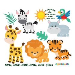 INSTANT Download. Personal and commercial use is included! Cute jungle animals  cut files and clip art. A_11.