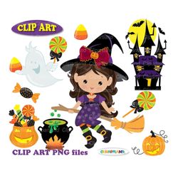 INSTANT Download. Cute Halloween witch Clip Art. Personal and Commercial use included! W_30_clipart.