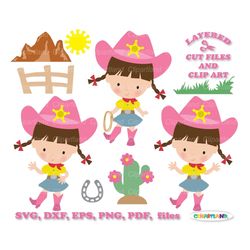 INSTANT Download. Cute little cowgirl  svg cut file and clip art. Commercial license is included ! C_11.