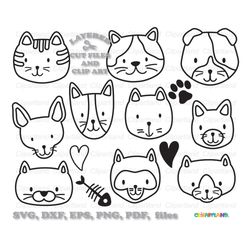 INSTANT Download. Cute cat face svg cut file and clip art. Commercial license is included ! Cf_1.