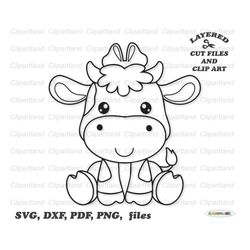 INSTANT Download. Cute sitting baby cow outline svg cut files and clip art. Personal and commercial use.C_16.