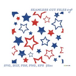 INSTANT Download. 4 July stars seamless pattern cut files SVG and DXF.  Personal and Commercial use is included! S_5.