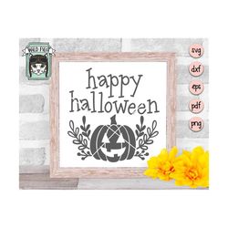 Pumpkin SVG, Happy Halloween SVG, Jack O Lantern svg file, pumpkin cut file, halloween cut file, laurel leaf, vector