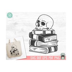 Skull Book SVG, Halloween Books SVG, Mystical svg, Reading svg, Skull png file, Book Lover svg, Skull Clipart, Librarian