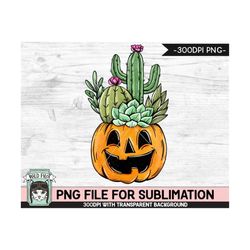 Pumpkin Cactus Planter Sublimation Design Png, Cactus Pumpkin Png File, Jack O Lantern Sublimation, Fall, Autumn, Hallow