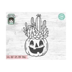 Pumpkin Cactus Planter Svg File, Halloween Succulent Svg File, Halloween Cactus Cut File, Cactus Planter Svg, Plant Love