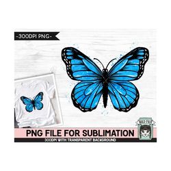 Monarch Butterfly PNG SUBLIMATION, Watercolor Butterfly Sublimation, Blue Butterfly PNG, Diabetes Awareness png, Anti Bu