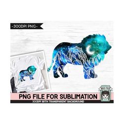 Galaxy PNG SUBLIMATION design, Lion PNG, Lion Silhouette png, Watercolor png, Space png, Lion Clipart, Adventure png, Mo