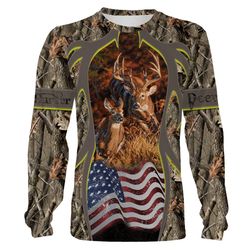 Deer hunting horn loop American flag camo 3D All over print Shirts, face shield &8211 Personalized hunting gifts &8211 F