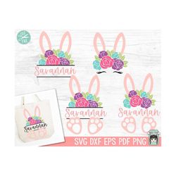 Bunny SVG, Easter Monogram Frame SVG Cut File, Easter Bunny PNG, Easter Basket Monogram svg, Floral Bunny svg, Flower Ea