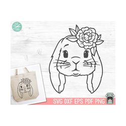 Bunny SVG, Easter Bunny SVG, Easter svg, Spring svg, Lop Rabbit SVG Cut file, Floral Bunny svg, Animal Face svg, Floppy