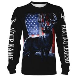 Deer Hunting Legend  American Flag Patriotic Customize Name 3D All Over Printed Shirts Personalized Gift For Hunting Lov