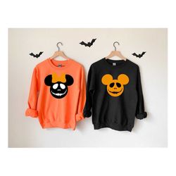 Jack Skellington Mickey Head Hoodie, Halloween Party Sweatshirt,Disney Halloween Hoodie,Spooky Boo Sweatshirt,Disney Jac