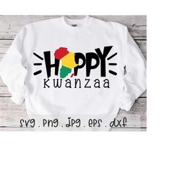 Happy Kwanzaa SVG/PNG/JPG, Black Christmas Kwanzaa Africa Map Sublimation Design Eps Dxf, Kwanzaa Blessing Black History