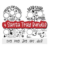 Santa Tray Bundle SVG/PNG/JPG, Dear Santa Cookies Milk Snacks Sublimation Design Eps Dxf, Chritsmas Santa Plate Commerci