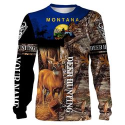 Deer Hunting Montana Flag Camo Custom Name 3D All Over Print Shirts, Face Shield &8211 Personalized Hunting Gifts &8211