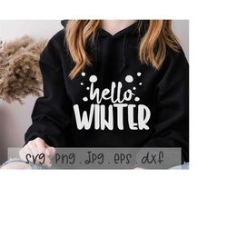 Hello Winter SVG/PNG/JPG, Cute Winter Snowflakes Sublimation Design Eps Dxf, Merry Christmas Gift Design Cricut Silhouet