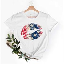 American Flag Lips Shirt, Gift For America Day, Retro 4th of July Party T-Shirt, Freedom Shirt, Independence Day Shirt,