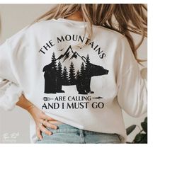 The Mountains Are Calling And I Must Go Svg, Bear Mountain Svg, Adventure awaits Svg, Camping Svg, Hiking shirt Svg, Png