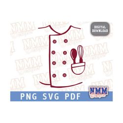 Chef SVG, chef shirt svg, Chef costume svg, chef coat pdf, chef jacket svg, chef uniform png, Chef cut file, Instant Dow