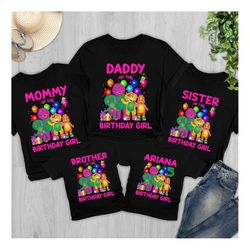 Personalized Barney Family Matching Birthday Shirt, Purple Dinosaurs Cartoon Birthday Shirt, Family Birthday Shirt T2454