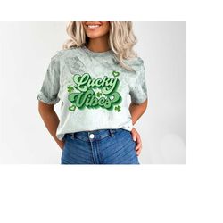 Retro St Patty's Day Tie Dye Comfort Colors Shirt, Lucky Vibes Retro Green, Vintage St Patricks Day Shirt, Day Drinking
