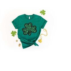 Leopard Print Shamrock Shirt, St. Patricks Day Shirt, Shamrock Lucky Lips, Four Leaf Clover, Shamrock, Irish Shirt