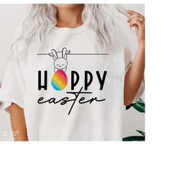 happy easter egg rainbow cute bunny svg, hoppy easter svg, easter shirt svg, easter gift for her svg, png sublimation sv