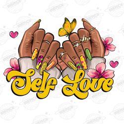 Black woman Self Love nails png sublimation design download,