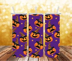 20oz Tumbler Sublimation Wrap Design, Spooky Halloween Pumpkins, Skinny Tumbler Wrap, 300 DPI High Resolution PNG