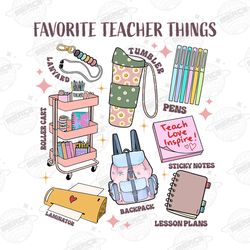 Favorite Teacher Things Retro Vintage Png, Teacher Appreciat