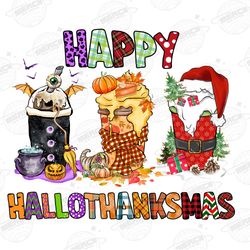 Happy Hallothanksmas Coffee PNG, Coffee Clipart, Fall PNG, H