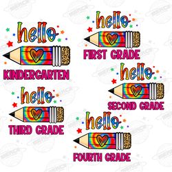 Hello 1st Grade Colorful PNG Print File for Sublimation Or P