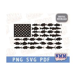 fishing svg | tattoo svg | fishing decal t-shirt graphics | cut cutting file printable clipart vector fish usa flag