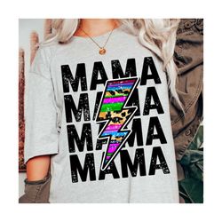 Digital Download Western Mom Lightning Bolt Retro Distressed PNG Sublimation File Serape Mama Iron On Design Instant Dow