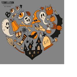 Halloween Doodles Hearth Png, Gift For Halloween Moms, Cute Halloween Png, Halloween png, Pumpkin png, Halloween Witch p