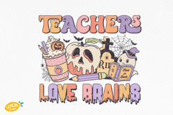 Halloween Teacher Love Brains PNG