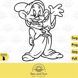 Dopey Svg Clip art Files, Snow White and Seven Dwarfs, Icon, Disneyland Ears, Digital, Download, Tshirt, Cut File, SVG,