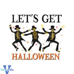 Lets Get Halloween Vintage Dancing Skeleton SVG File