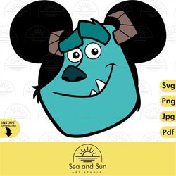 Monsters Inc Svg Clip art Files, James Sullyvan, Minnie, Mouse, Head, Icon, Ears, Digital, Download, Tshirt, Cut File, S