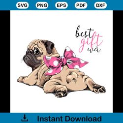 Adorable Beige Puppy Pug Pink Polka Svg, Trending Svg, Animal Svg, Best Gift Ever Svg, Puppy Svg, Bulldog Svg, Cute Dog
