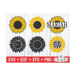 Sunflower svg - Sunflower Monogram Frame svg - dxf - eps - png - Distressed Sunflower - Silhouette - Cricut - Cut File -