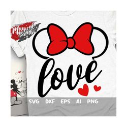 Love SVG, Love Mouse svg, Valentines Day svg, Bow Mouse svg, Valentine Gift Svg, Love Castle Svg, Mouse Ears Svg, Dxf, P