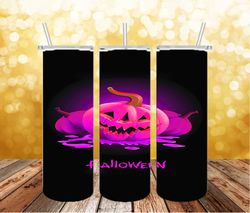 3d neon halloween pumpkins tumbler warp 20oz skinny tumbler sublimation design png, halloween tumbler wrap, png file