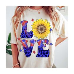 Love Sunflower  png - USA Sublimation Design - 4th of July png Design - 4th png Instant Download - Summer Tie Dye Shirt