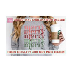 Christmas Sublimation Design, Christmas Sublimation, Mer Retro Merry png, Holiday Designs Downloads, Holiday Sublimation