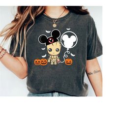 Groot Disney Colors Comfort Shirt, Halloween Groot Shirt, Mickey Ears Shirt, Halloween Balloon Gift, Groot Cartoon Shirt